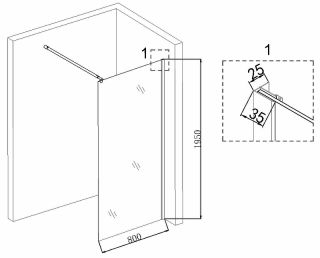 Душевая перегородка Niagara NG-683-80BLACK 80см чёрный/прозрачное
